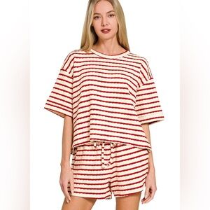 Striped Short Sleeve Tee & Shorts Set